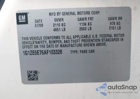 2010 Chevrolet Malibu Ltz z USA, uszkodzony, nr VIN 1G1ZE5E76AF103328